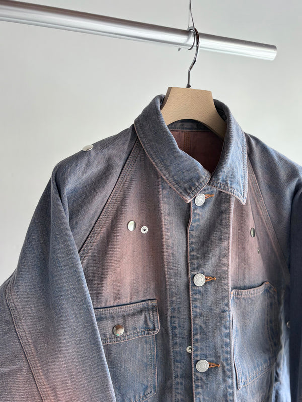 【 HOMMENA 】CRUMPED DENIM JACKET / Pink