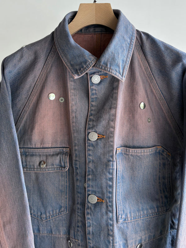 【 HOMMENA 】CRUMPED DENIM JACKET / Pink