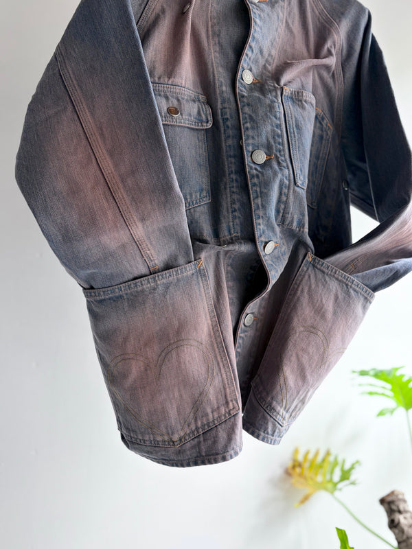 【 HOMMENA 】CRUMPED DENIM JACKET / Pink