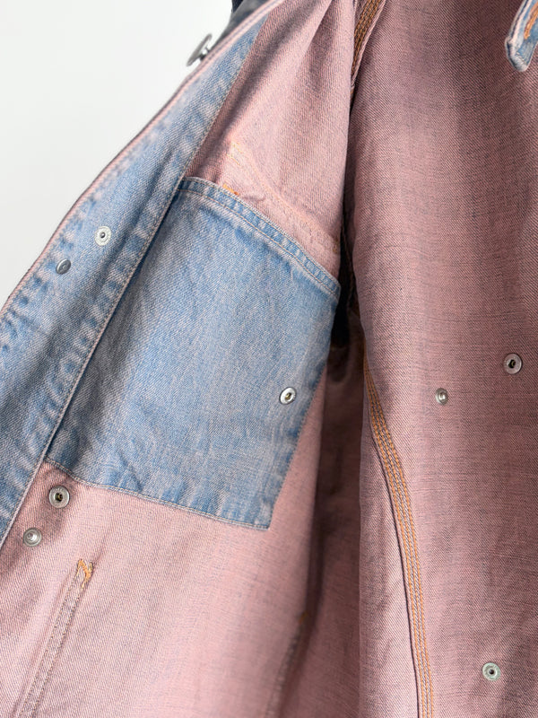 【 HOMMENA 】CRUMPED DENIM JACKET / Pink
