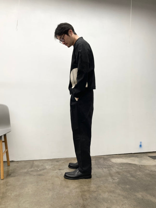 【frank leder / フランクリーダー】WASHED LINEN×COTTON 1TUCK TROUSERS  - WITH ADJUSTER - / Black