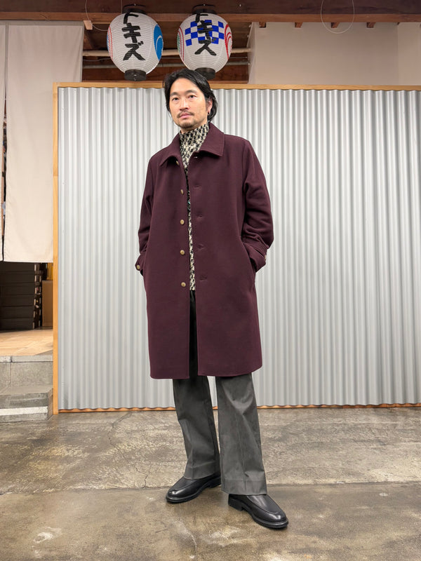 【frank leder / フランクリーダー】BURGUNDY WOOL COAT / Burgundy