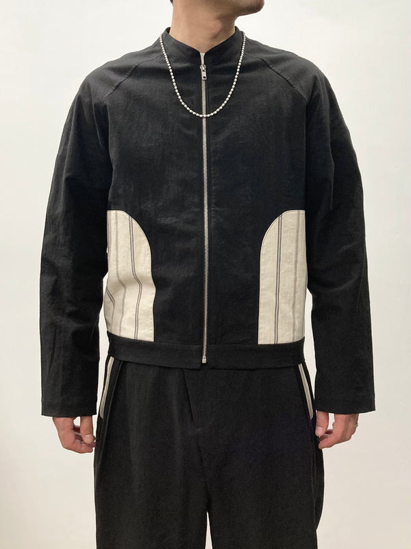 【frank leder / フランクリーダー】WASHED LINEN×COTTON BOMBER JACKET  / Black