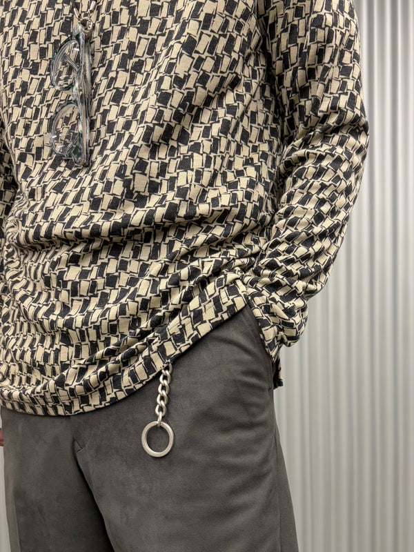 【hobo】CARABINER CHAIN KEY RING - with HORSE LETHER - / Black