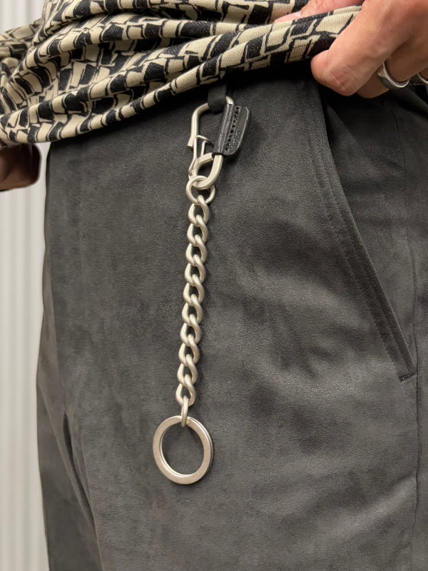 【hobo】CARABINER CHAIN KEY RING - with HORSE LETHER - / Black