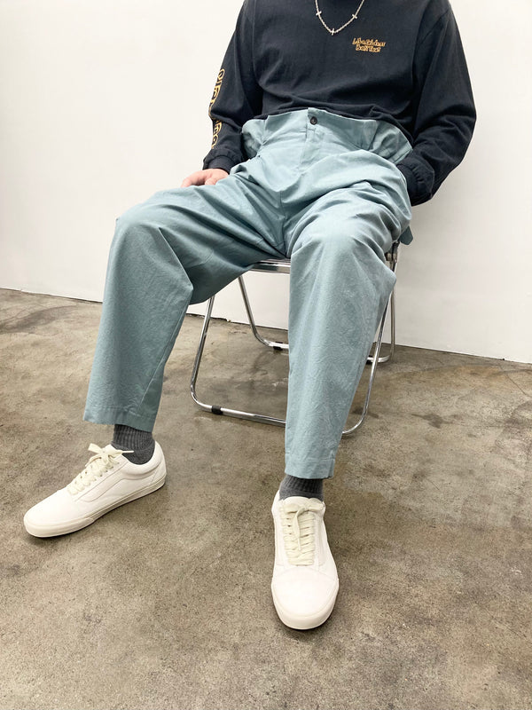 【frank leder / フランクリーダー】WASHED COTTON 2TUCK TROUSERS - WITH ADJUSTER - / Lt. Blue