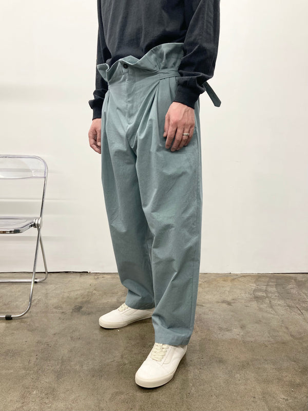【frank leder / フランクリーダー】WASHED COTTON 2TUCK TROUSERS - WITH ADJUSTER - / Lt. Blue