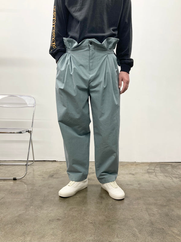 【frank leder / フランクリーダー】WASHED COTTON 2TUCK TROUSERS - WITH ADJUSTER - / Lt. Blue