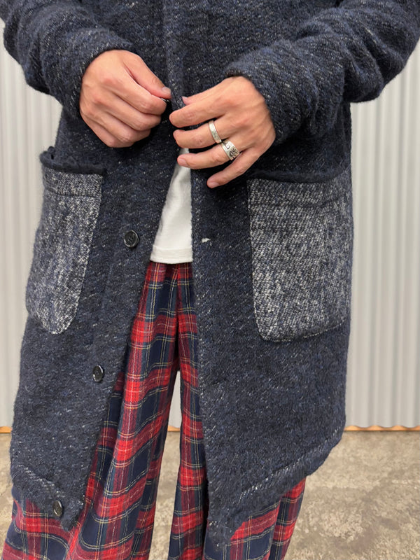 【frank leder / フランクリーダー】NAVY WOOL LONG CARDIGANJACKET / Navy