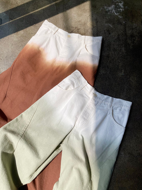 【 mii 】DIP DYED 5P BAGGY PANTS  / Chocolate
