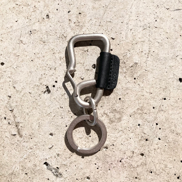 【hobo】CARABINER KEY RING S -with COW LEATHER- / Grey