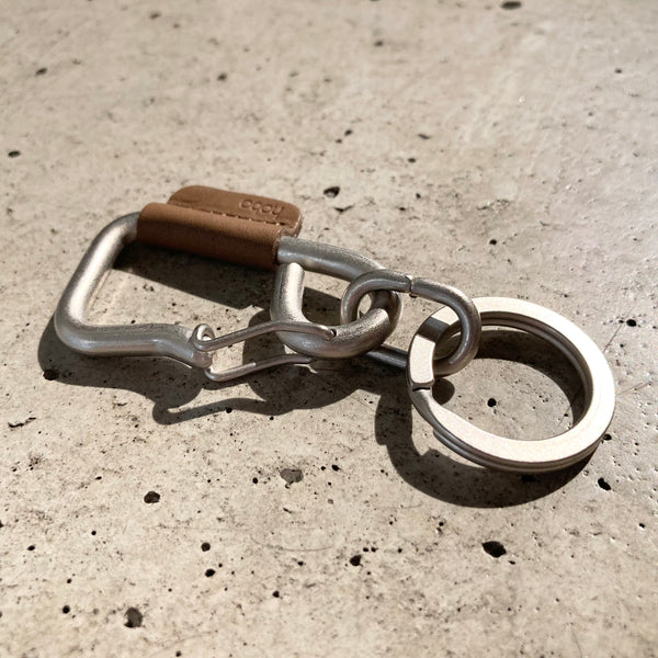 【hobo】CARABINER KEY RING S -with COW LEATHER- / Camel