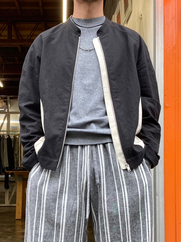 【frank leder / フランクリーダー】WASHED LINEN×COTTON BOMBER JACKET  / Black