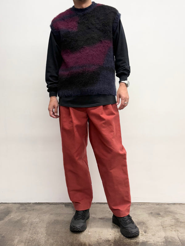 【frank leder / フランクリーダー】LIGHT WEIGHT DEUTSCHLEDER 2TUCK TROUSERS / Red