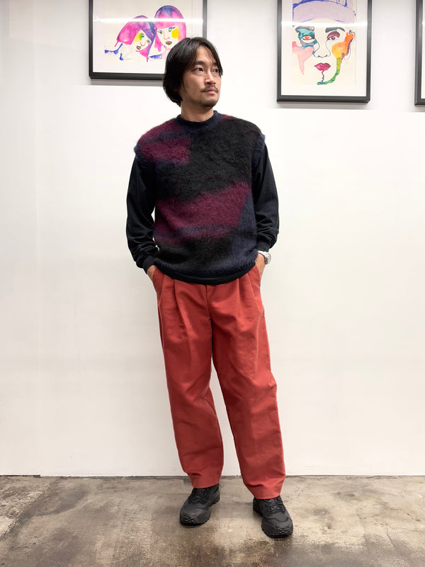 【frank leder / フランクリーダー】LIGHT WEIGHT DEUTSCHLEDER 2TUCK TROUSERS / Red