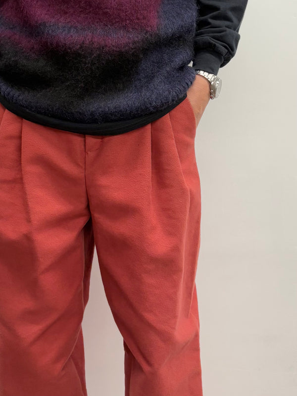 【frank leder / フランクリーダー】LIGHT WEIGHT DEUTSCHLEDER 2TUCK TROUSERS / Red