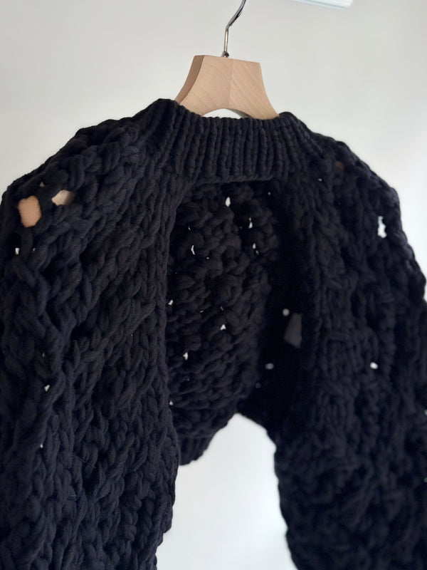 【 RhodolirioN 】CHUNKY KNIT BOLERO / Black