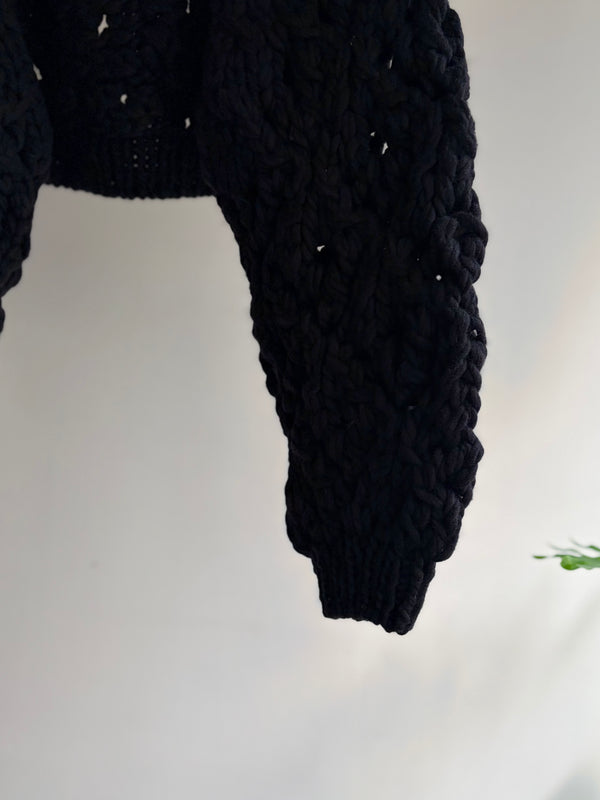【 RhodolirioN 】CHUNKY KNIT BOLERO / Black