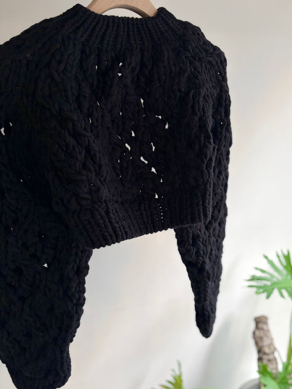 【 RhodolirioN 】CHUNKY KNIT BOLERO / Black