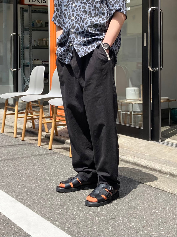 【frank leder / フランクリーダー】WASHED LINEN×COTTON 1TUCK TROUSERS  - WITH ADJUSTER - / Black
