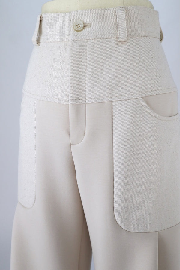 【RURI W. / ルリ】SPLICED INTERLOCK TROUSERS / Ivory