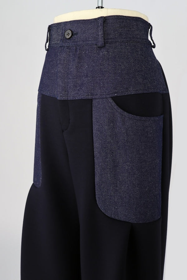 【RURI W. / ルリ】SPLICED INTERLOCK TROUSERS / Navy