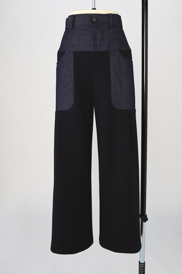 【RURI W. / ルリ】SPLICED INTERLOCK TROUSERS / Navy
