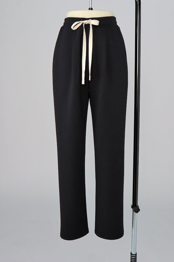 【RURI W. / ルリ】INTERLOCK TUCKED TROUSERS / Black