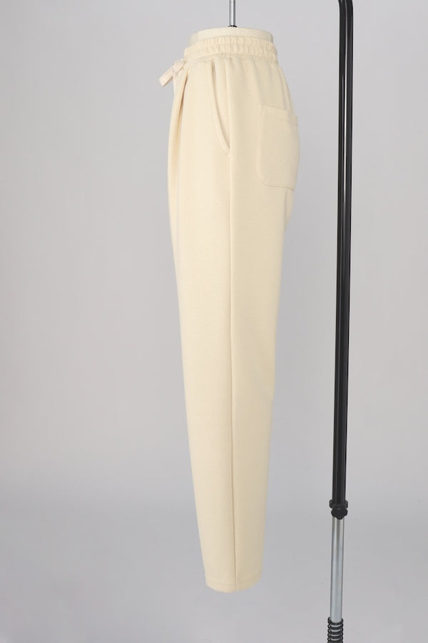 【RURI W. / ルリ】INTERLOCK TUCKED TROUSERS / Cream Yellow