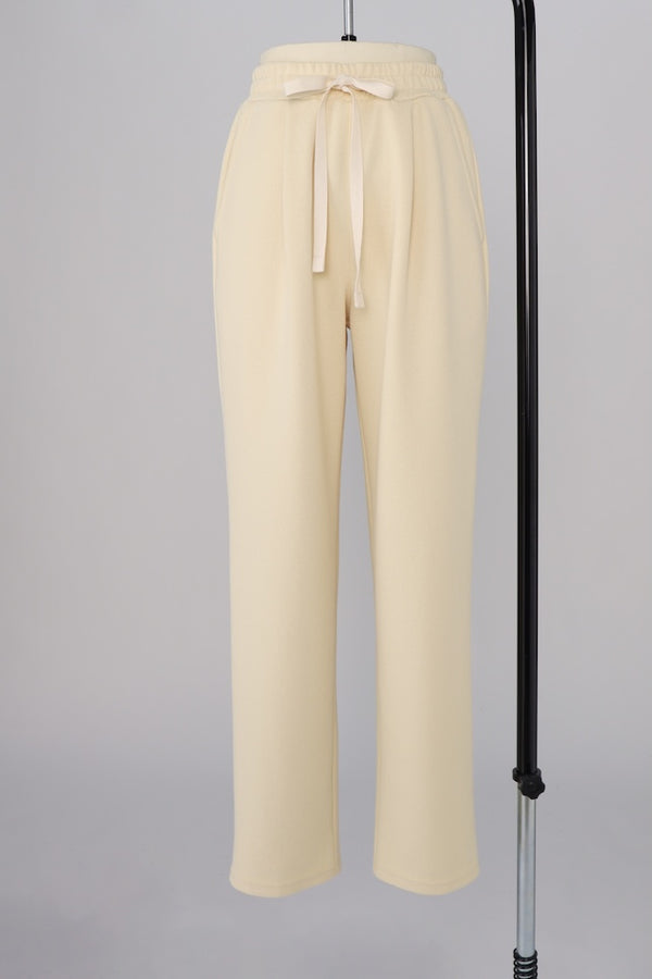 【RURI W. / ルリ】INTERLOCK TUCKED TROUSERS / Cream Yellow