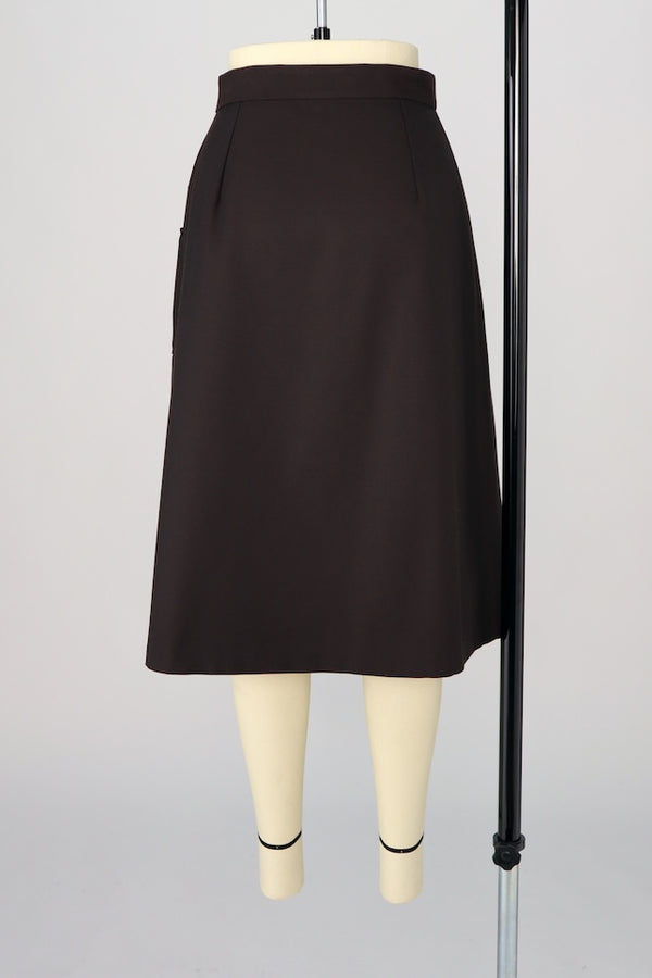【RURI W. / ルリ】WRAP SIDE PLEAT SKIRT / Chocolate Brown