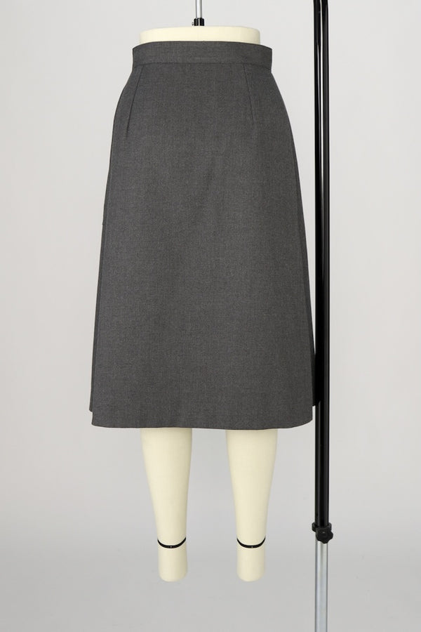 【RURI W. / ルリ】WRAP SIDE PLEAT SKIRT / Charcoal Grey