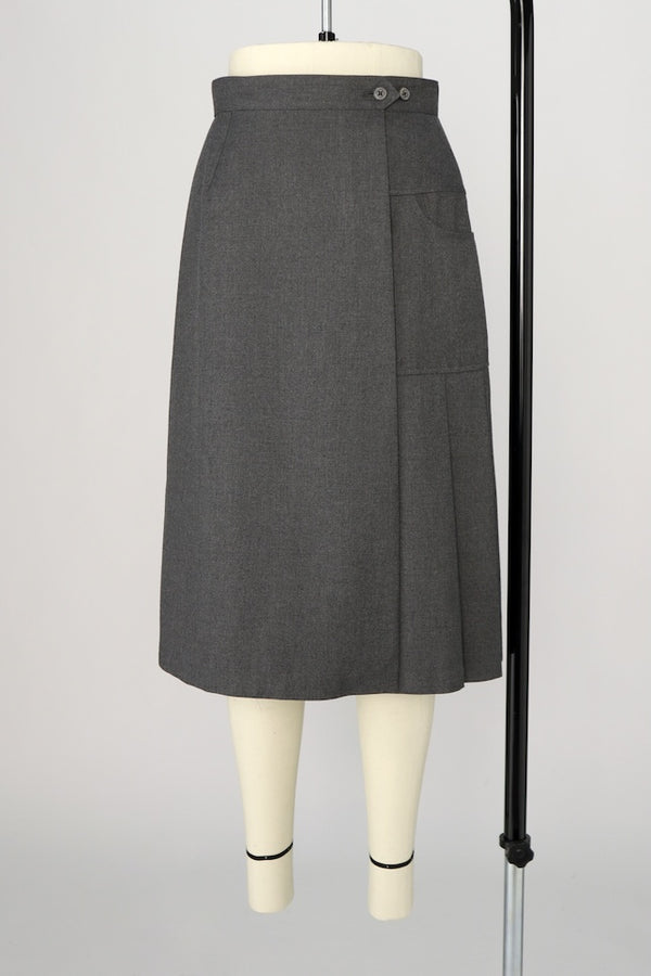 【RURI W. / ルリ】WRAP SIDE PLEAT SKIRT / Charcoal Grey