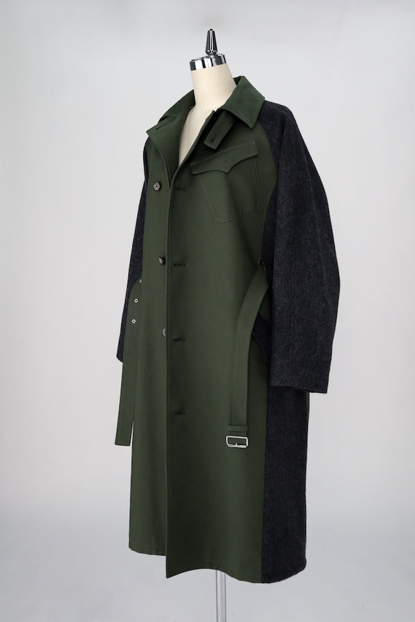 【RURI W. / ルリ】MILITARY SPLICED COAT / Khaki × Dark Gray