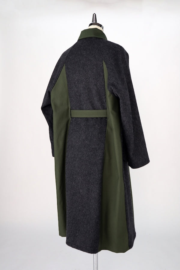 【RURI W. / ルリ】MILITARY SPLICED COAT / Khaki × Dark Gray