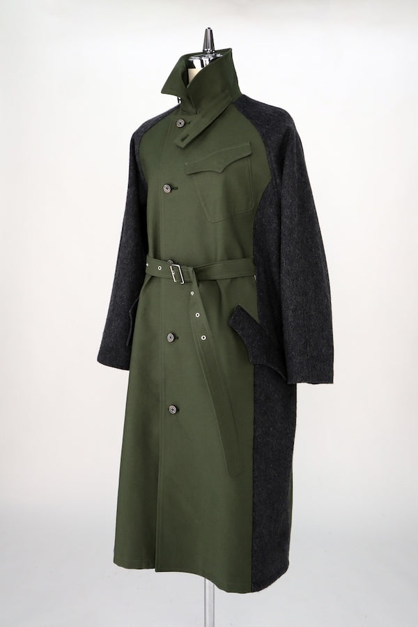 【RURI W. / ルリ】MILITARY SPLICED COAT / Khaki × Dark Gray
