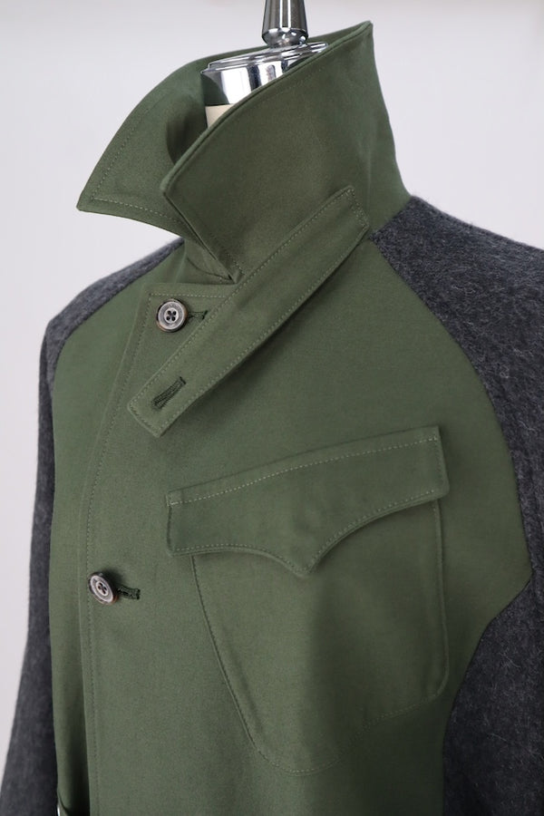 【RURI W. / ルリ】MILITARY SPLICED COAT / Khaki × Dark Gray