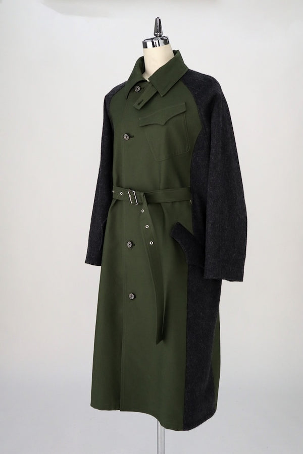 【RURI W. / ルリ】MILITARY SPLICED COAT / Khaki × Dark Gray