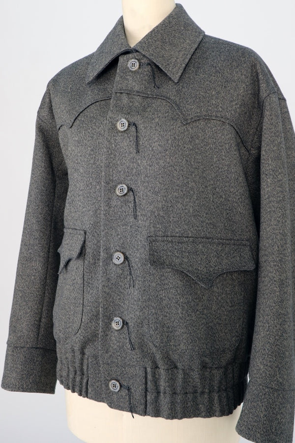 【RURI W. / ルリ】MELANGE YOKE BLOUSON / Charcoal Brown