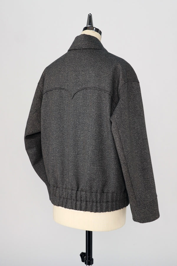 【RURI W. / ルリ】MELANGE YOKE BLOUSON / Charcoal Brown