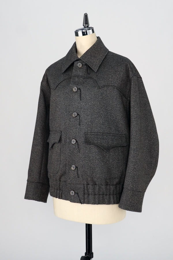 【RURI W. / ルリ】MELANGE YOKE BLOUSON / Charcoal Brown