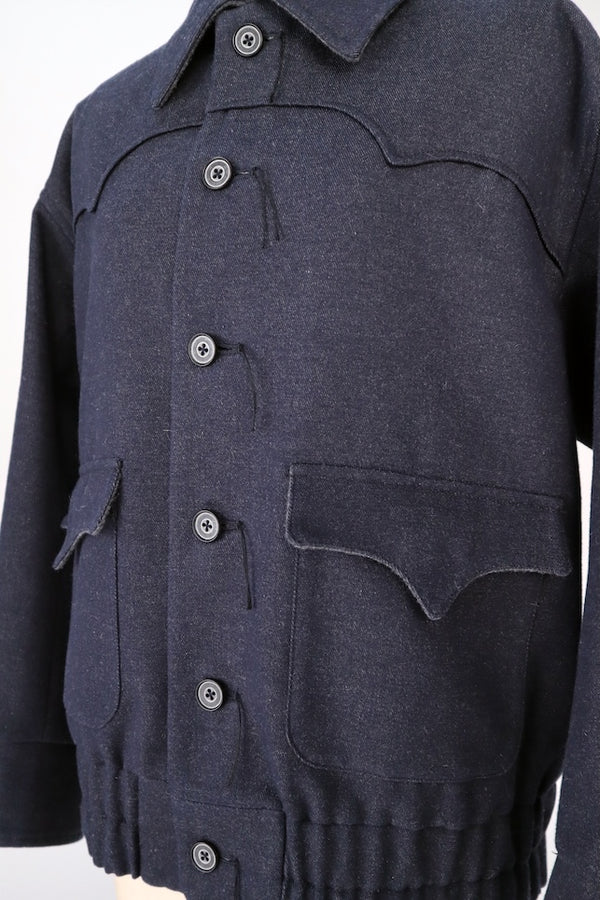 【RURI W. / ルリ】MELANGE YOKE BLOUSON / Navy