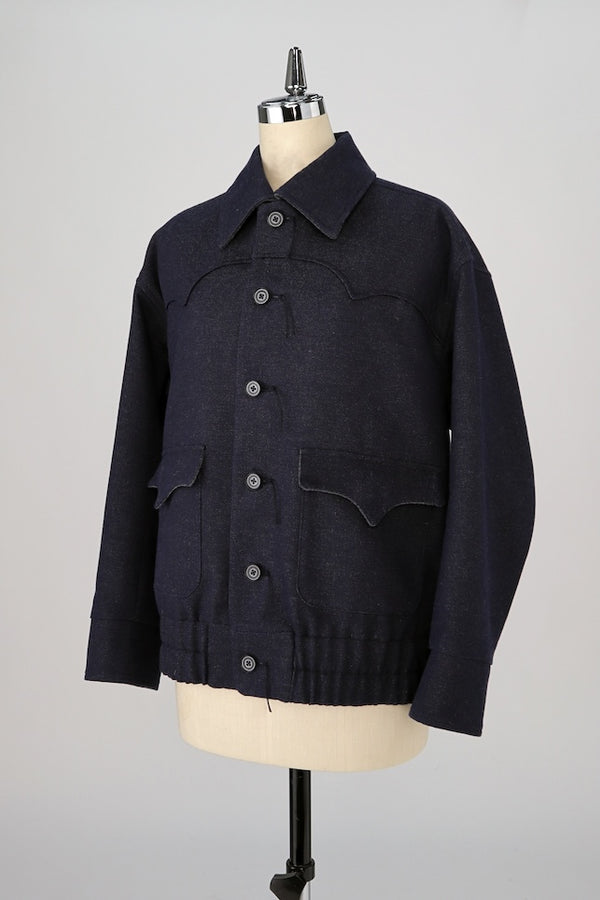 【RURI W. / ルリ】MELANGE YOKE BLOUSON / Navy