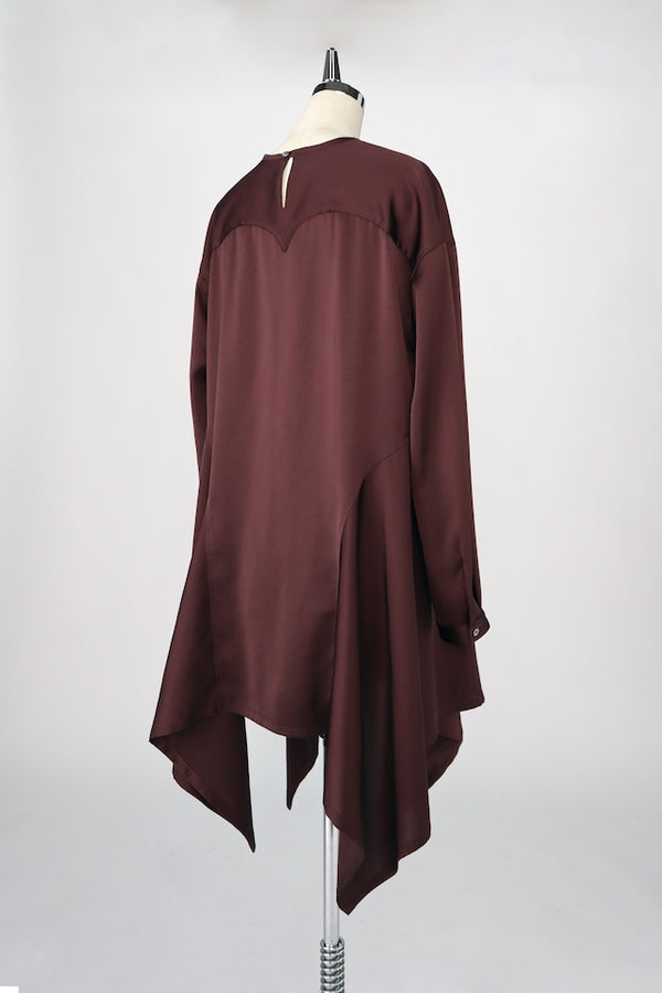 【RURI W. / ルリ】ASYMMETRIC HEM SHORT DRESS  / Bordeaux