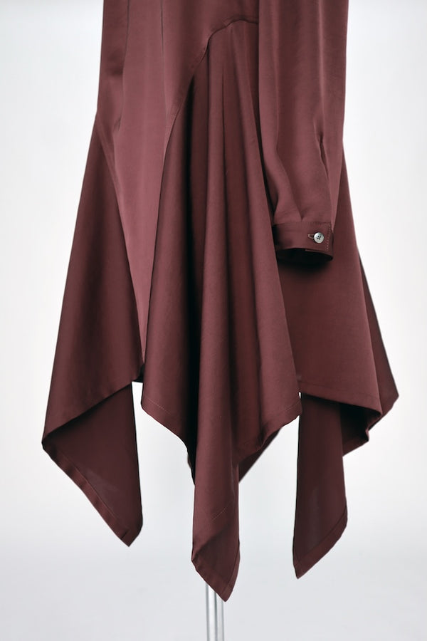 【RURI W. / ルリ】ASYMMETRIC HEM SHORT DRESS  / Bordeaux