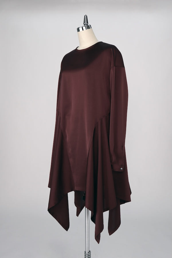 【RURI W. / ルリ】ASYMMETRIC HEM SHORT DRESS  / Bordeaux