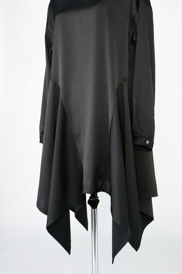 【RURI W. / ルリ】ASYMMETRIC HEM SHORT DRESS  / Black