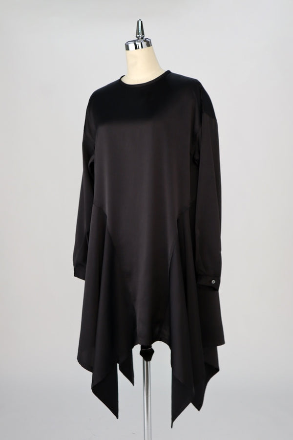 【RURI W. / ルリ】ASYMMETRIC HEM SHORT DRESS  / Black