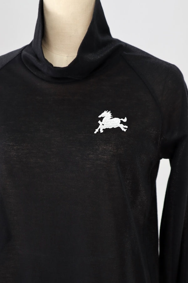【RURI W. / ルリ】EMBROIDERED TURTLENECK T-SHIRT / Black