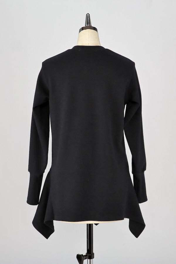 【RURI W. / ルリ】ASYMMETRIC HEM T-SHIRT / Black